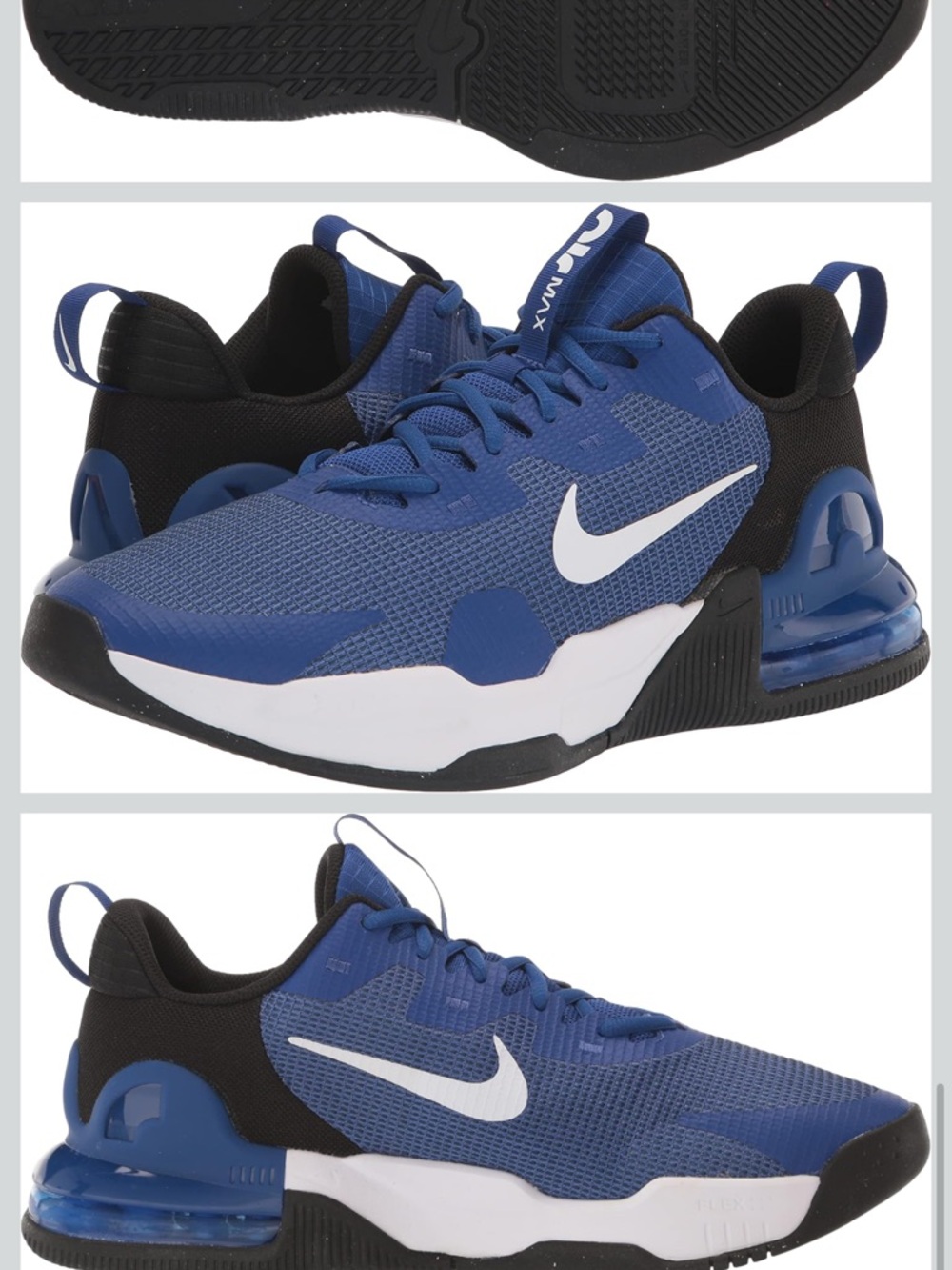 Nike Blue and Black Air Max Running Shoes with White Swoosh